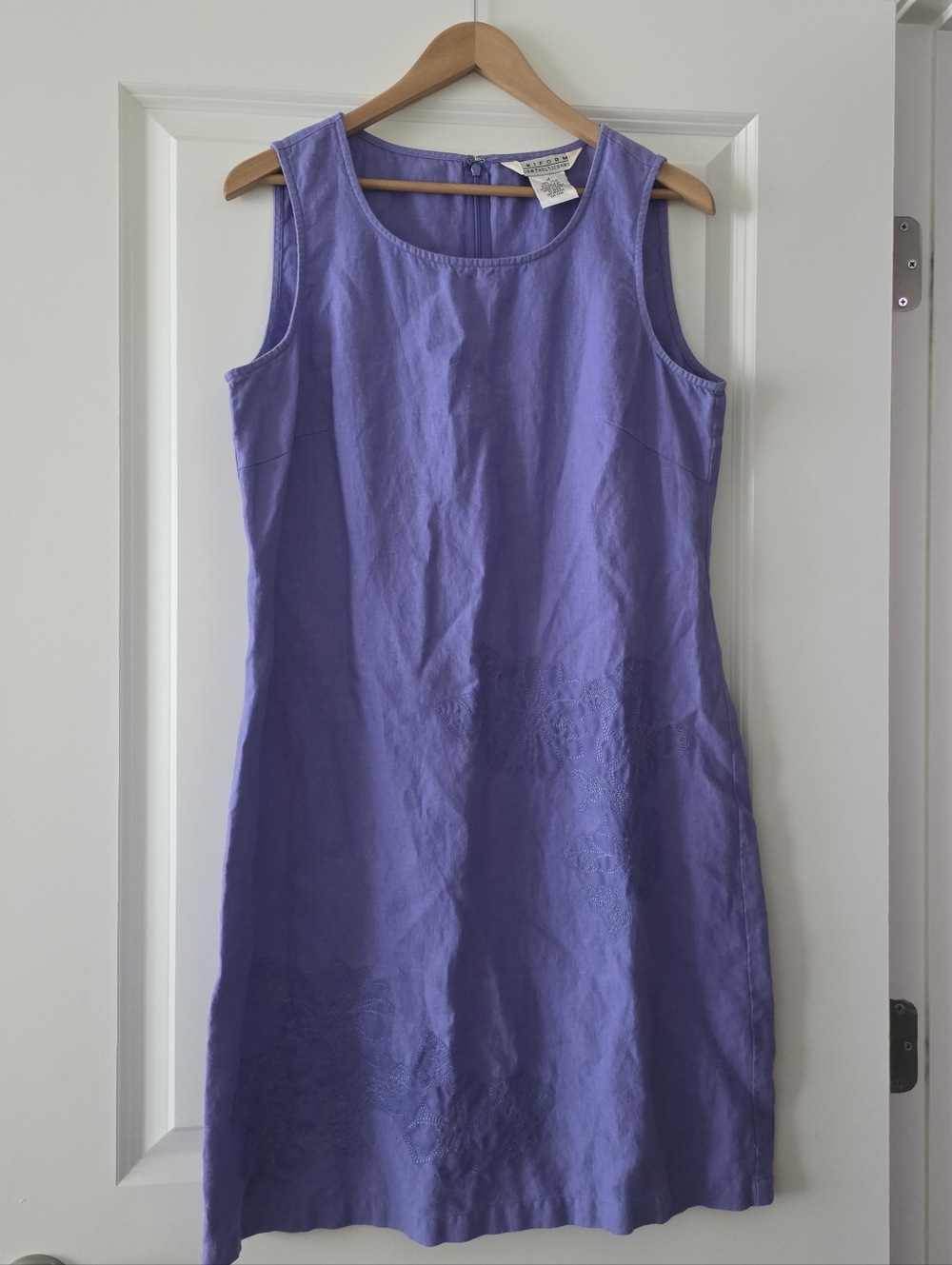 Vintage 100% Linen John Paul Richards Dress Embroidered 90s Preppy Womens M